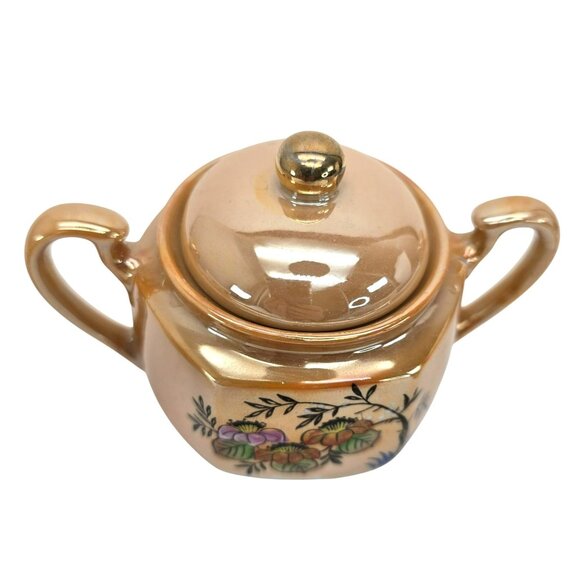 Vintage Japanese Lusterware Tea Set With Floral & Laurel Leaf Farm Scene JE111 - Picture 5 of 13